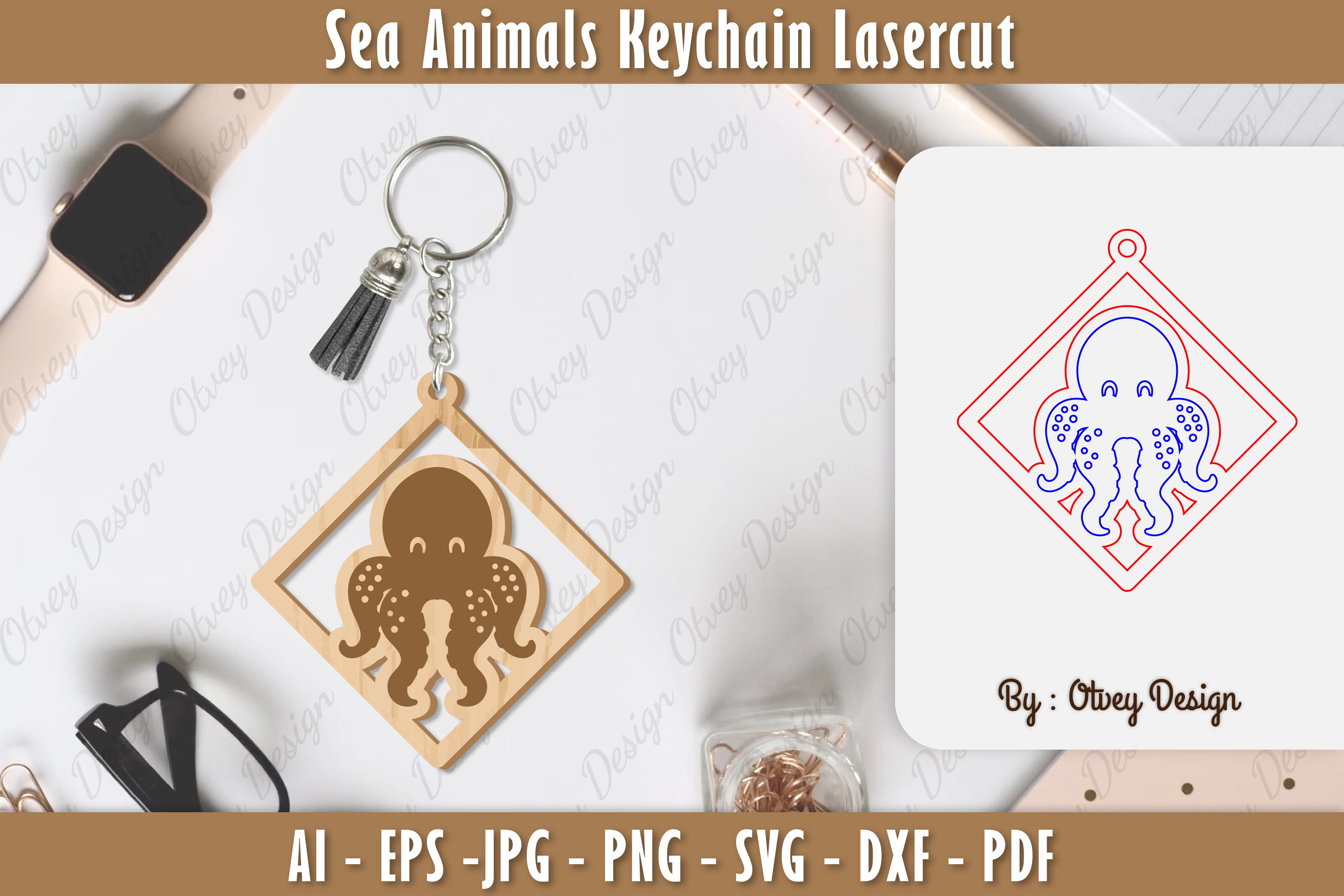 Keychain Sea Animals Laser Cut SVG Bundle 32 - CraftNest - Digital Crafting and Art