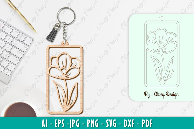 Flower Keychain SVG Bundle 12 - CraftNest - Digital Crafting and Art