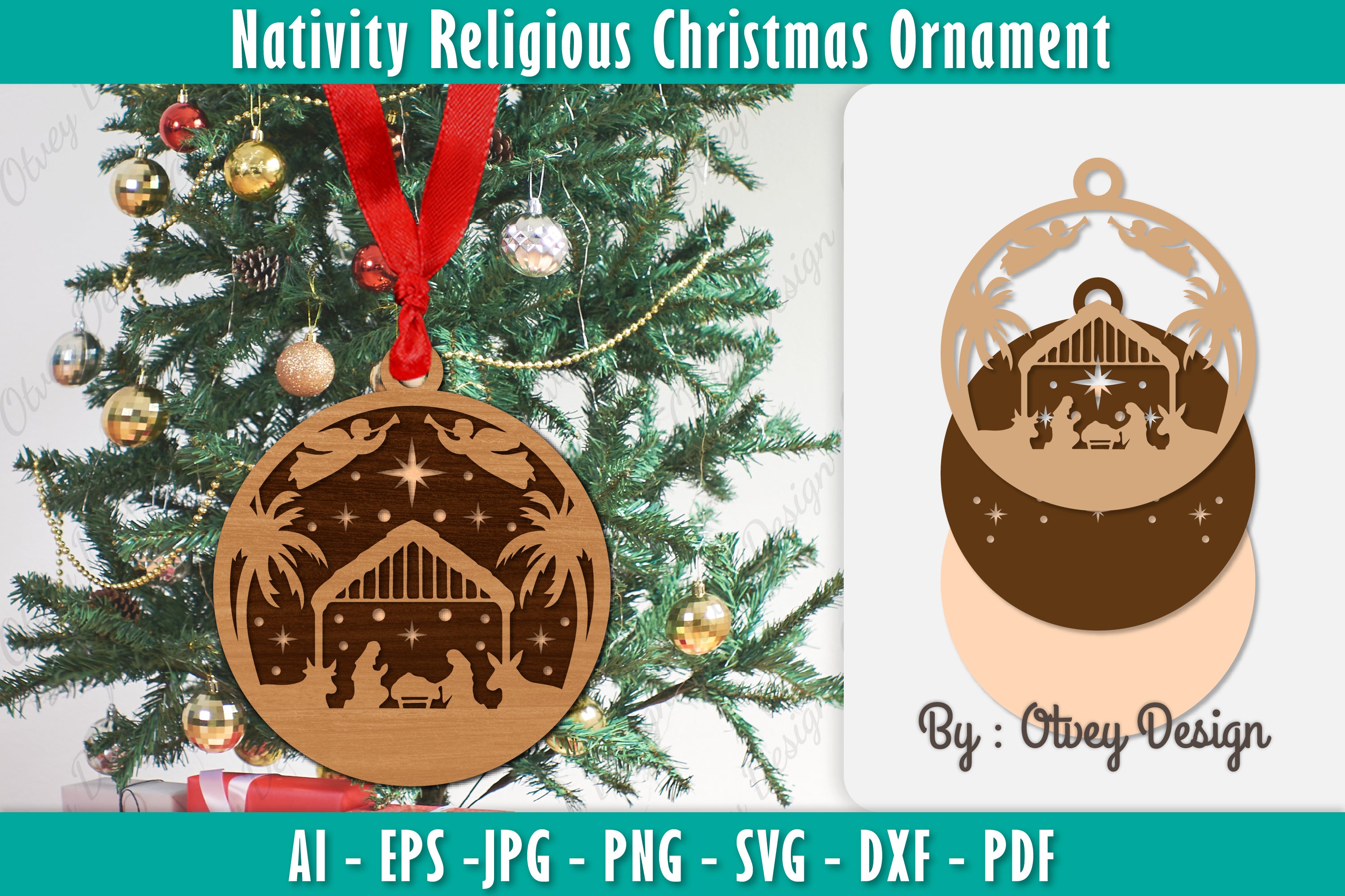 Nativity Religious Christmas Ornament SVG Bundle 12 - CraftNest - Digital Crafting and Art
