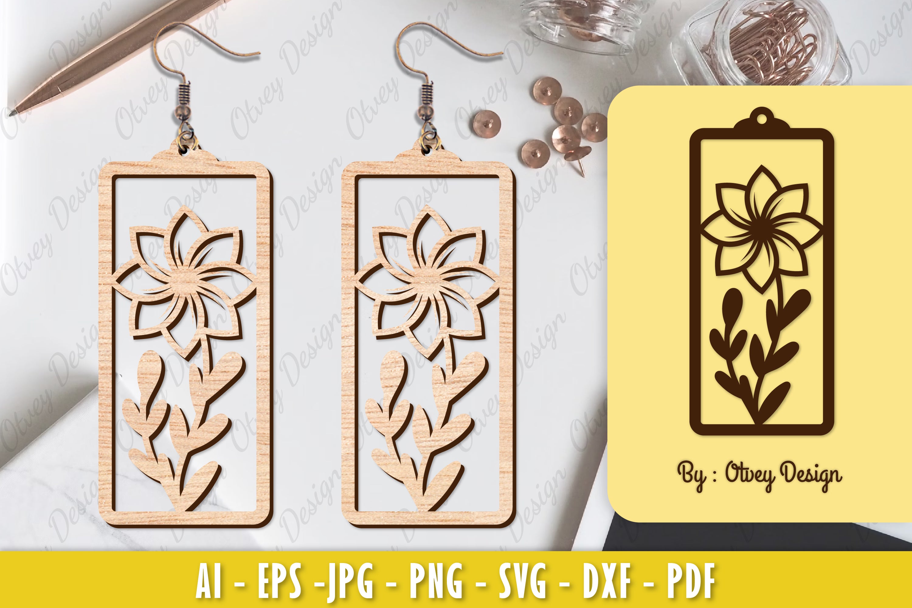 Flower Earring Laser Cut SVG Bundle 130 - CraftNest - Digital Crafting and Art
