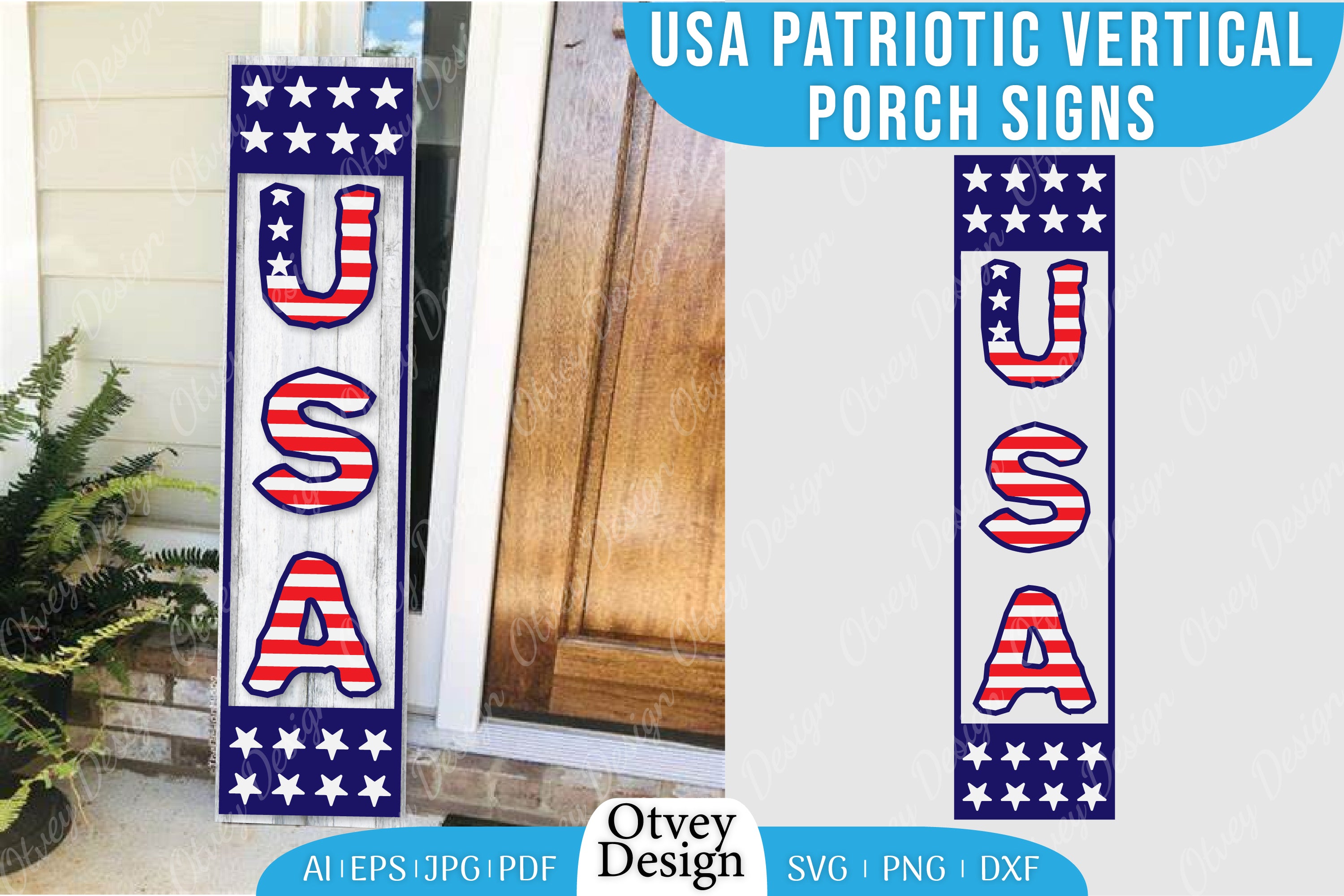 USA Patriotic Vertical Porch Signs SVG Bundle 20 - CraftNest - Digital Crafting and Art