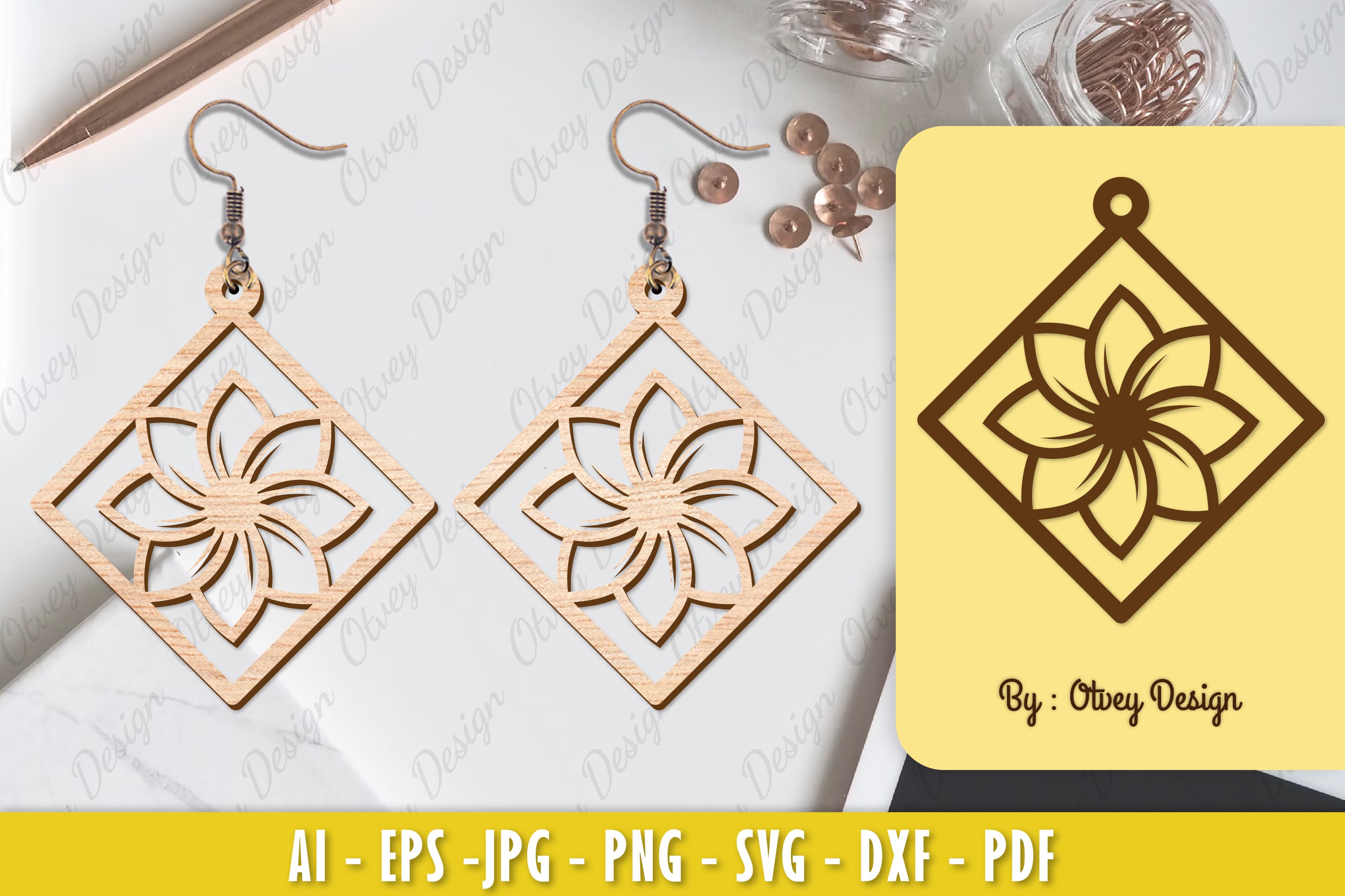 Flower Earring Laser Cut SVG Bundle 10 - CraftNest - Digital Crafting and Art