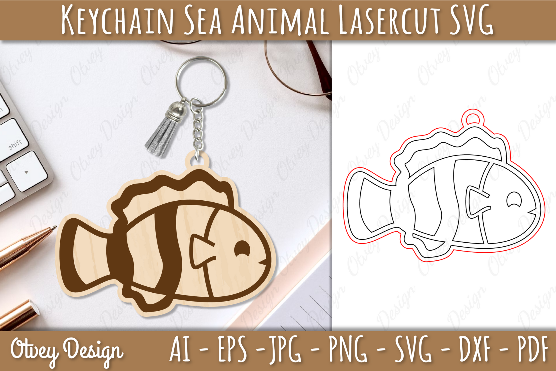 Keychain Sea Animal Lasercut SVG Bundle 7 - CraftNest - Digital Crafting and Art