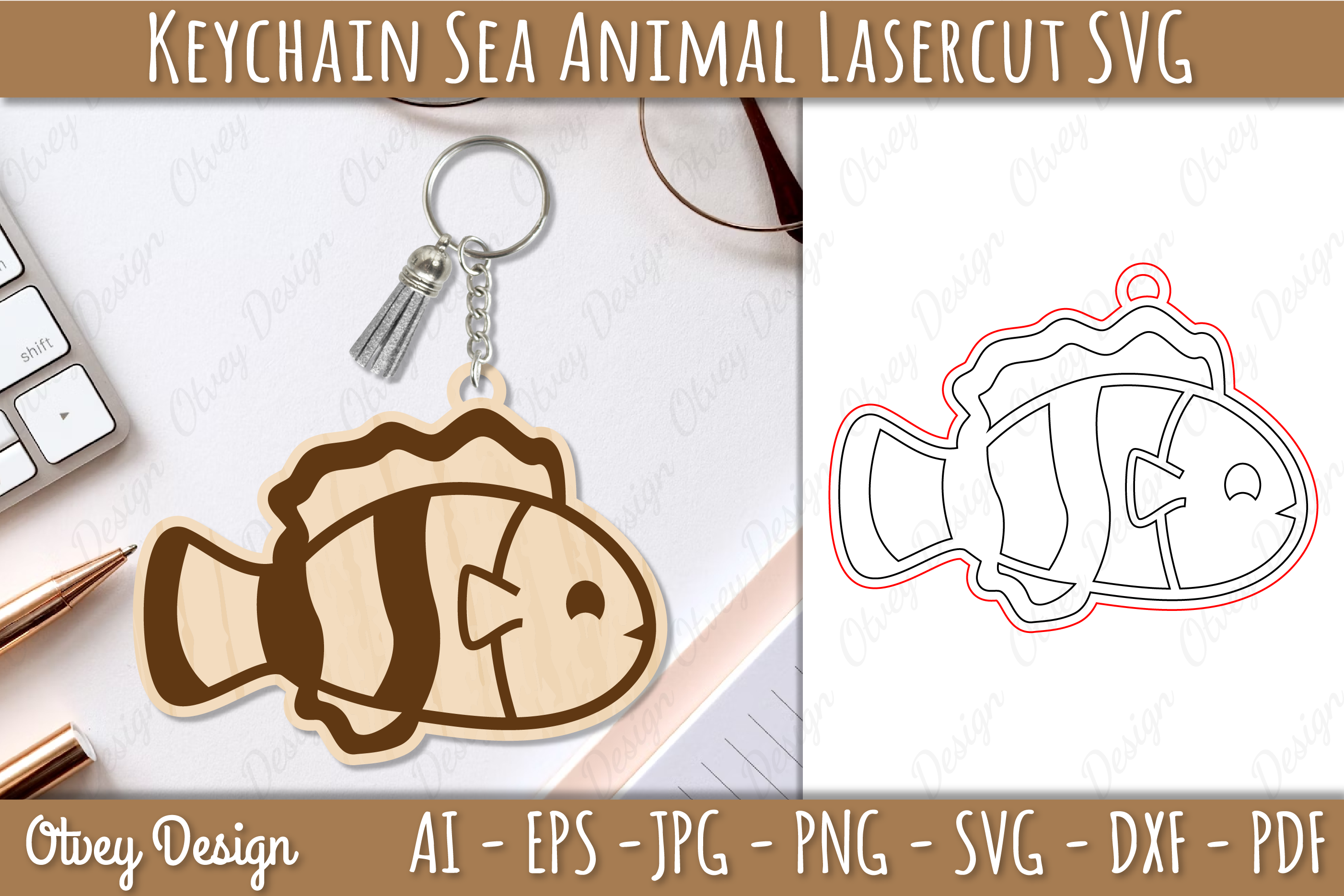 Keychain Sea Animal Lasercut SVG Bundle 7 - CraftNest - Digital Crafting and Art