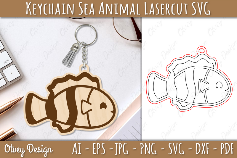 Keychain Sea Animal Lasercut SVG Bundle 7 - CraftNest - Digital Crafting and Art