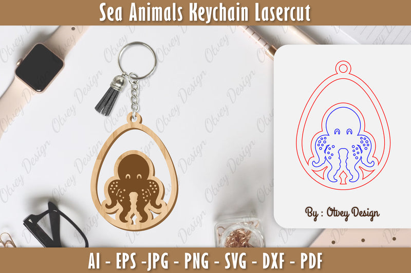 Keychain Sea Animals Laser Cut SVG Bundle 48 - CraftNest - Digital Crafting and Art