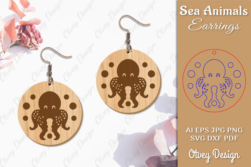 Sea Animals Earrings Laser Cut SVG Bundle 19 - CraftNest - Digital Crafting and Art