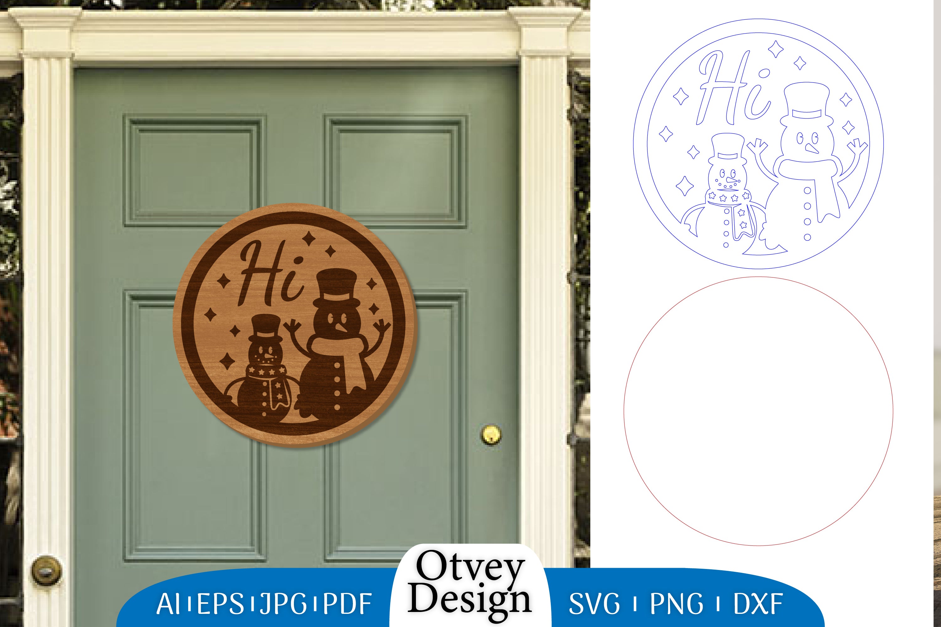 Snowman Round Door Ornament Lasercut SVG Bundle 10 - CraftNest - Digital Crafting and Art