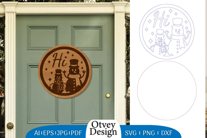 Snowman Round Door Ornament Lasercut SVG Bundle 10 - CraftNest - Digital Crafting and Art