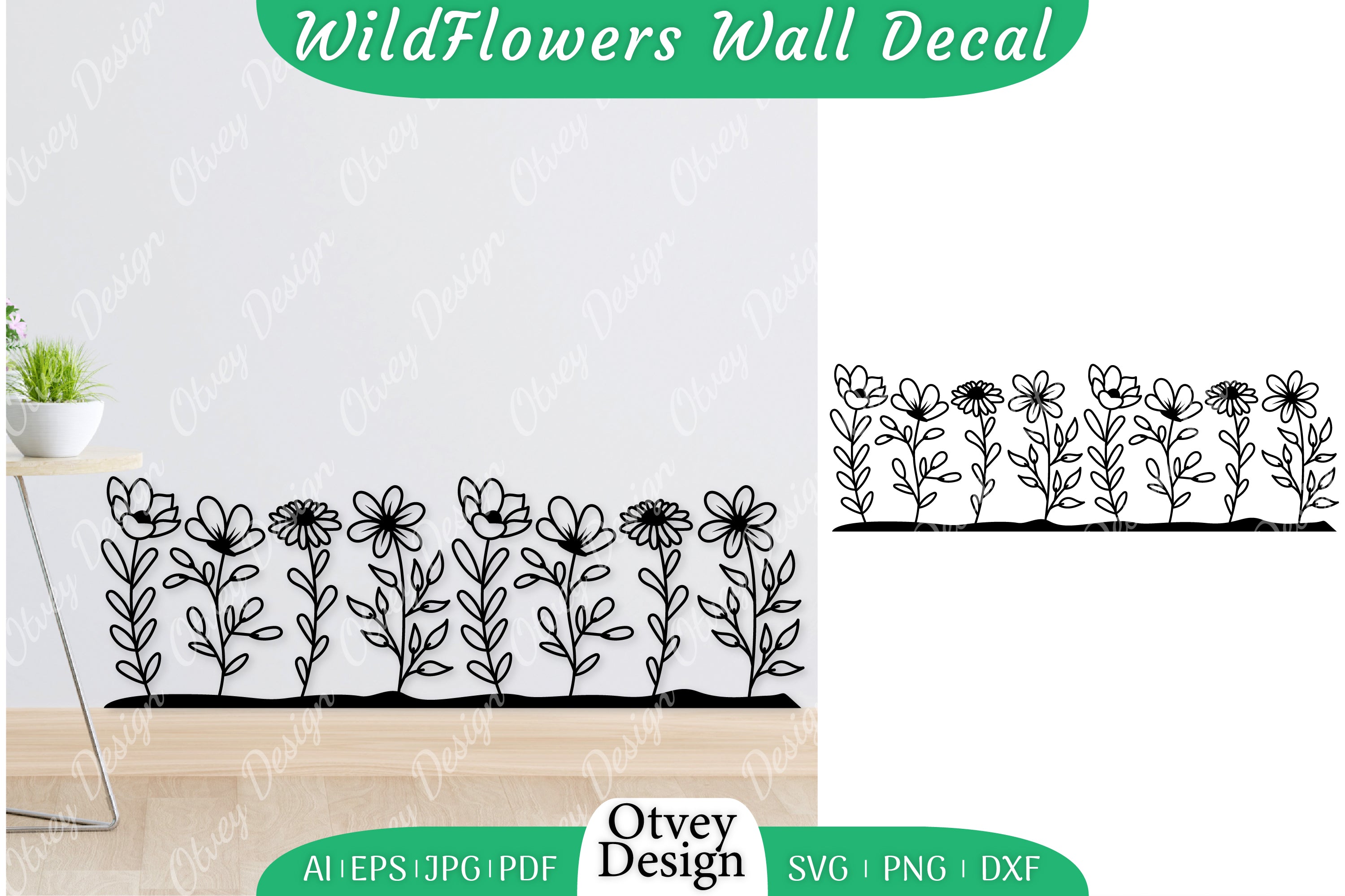 Blooming Wildflowers Wall Decal SVG Bundle 12 - CraftNest - Digital Crafting and Art