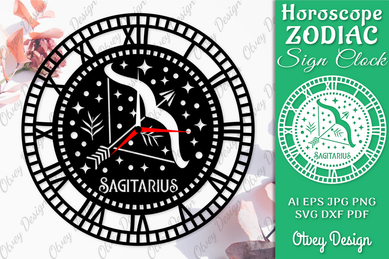 Horoscope Zodiac Sign Laser Cut Clock Template SVG Bundle 10 - CraftNest - Digital Crafting and Art