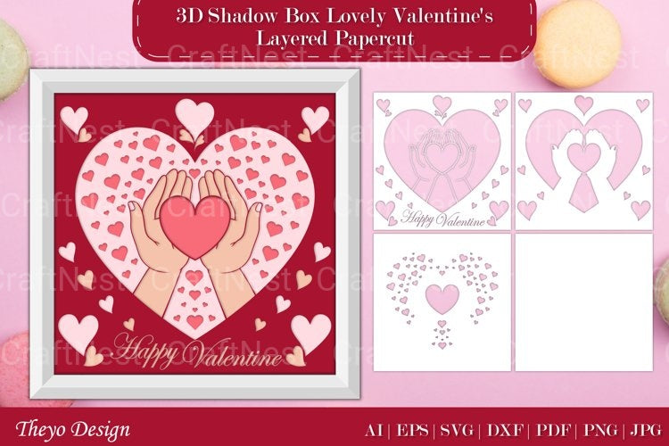 Shadow Box Happy Valentine Layered Papercut SVG