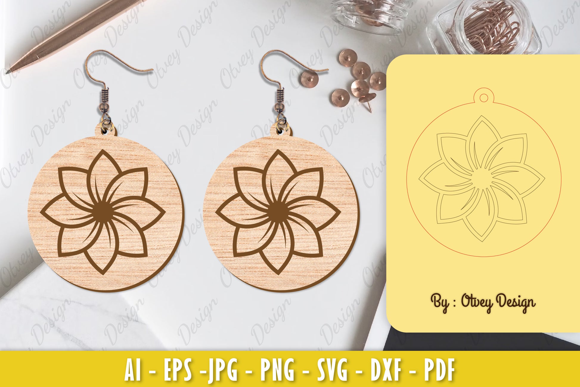 Flower Earring Laser Cut SVG Bundle 30 - CraftNest - Digital Crafting and Art