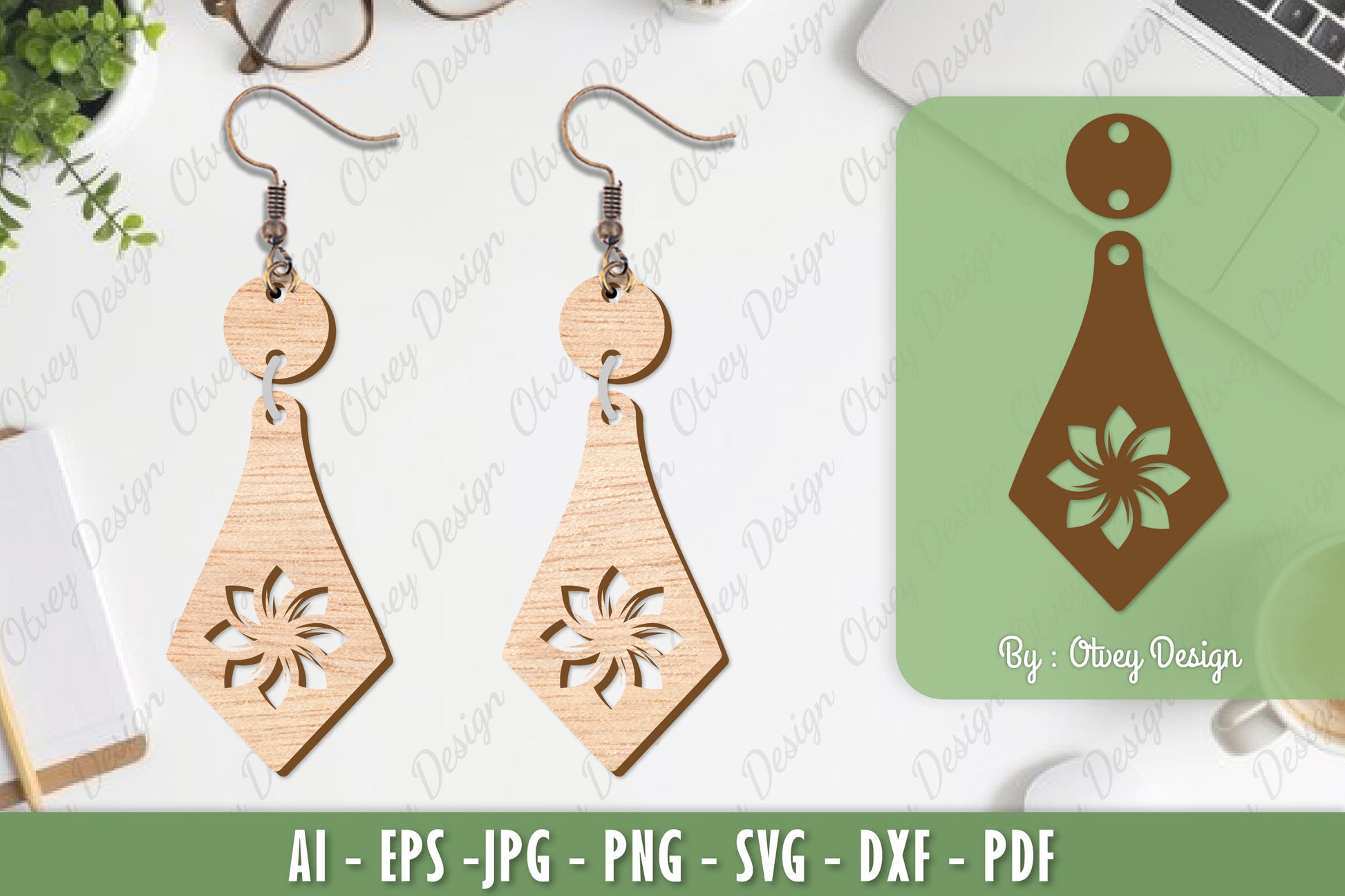 Flower Earrings Laser Cut SVG Bundle 80 - CraftNest - Digital Crafting and Art