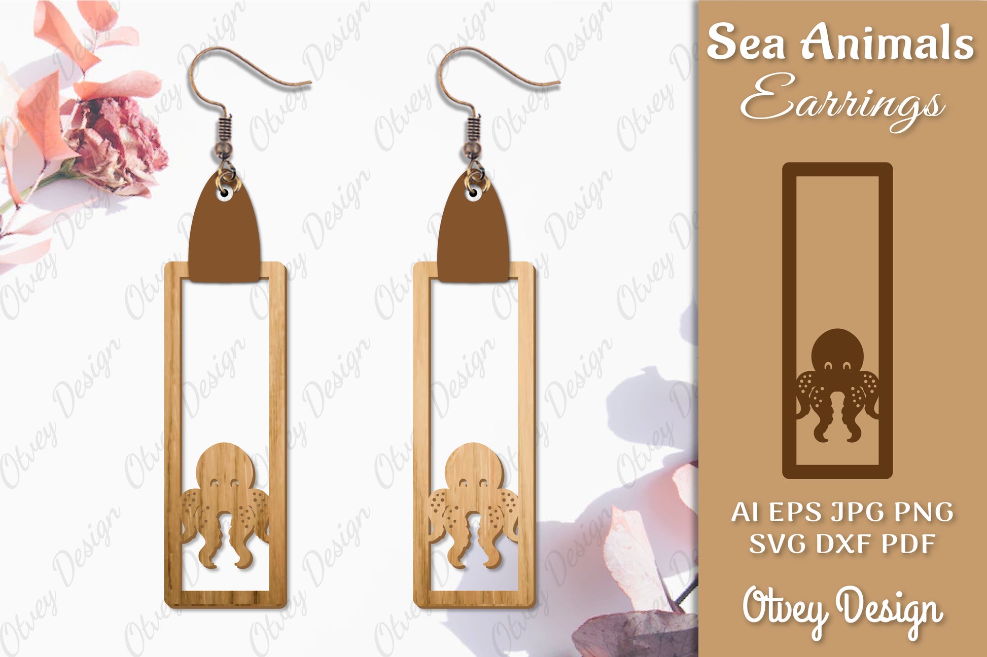 Sea Animals Earrings Laser Cut SVG Bundle 71 - CraftNest - Digital Crafting and Art