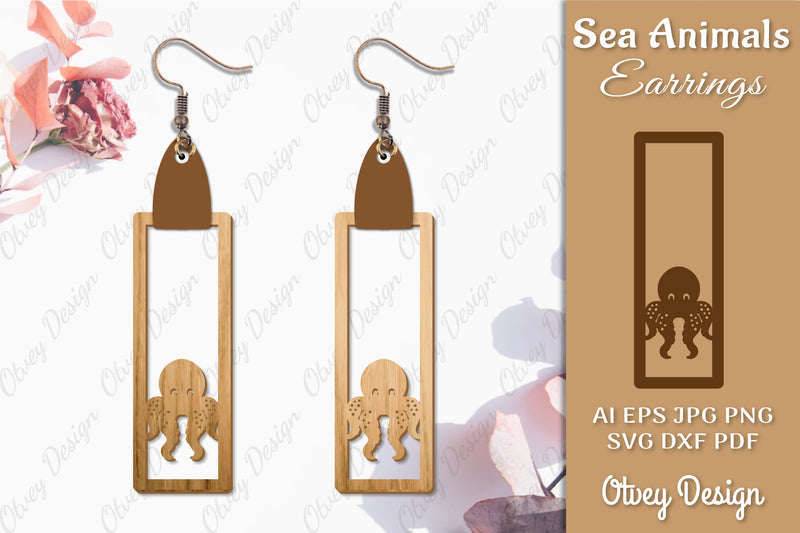 Sea Animals Earrings Laser Cut SVG Bundle 71 - CraftNest - Digital Crafting and Art
