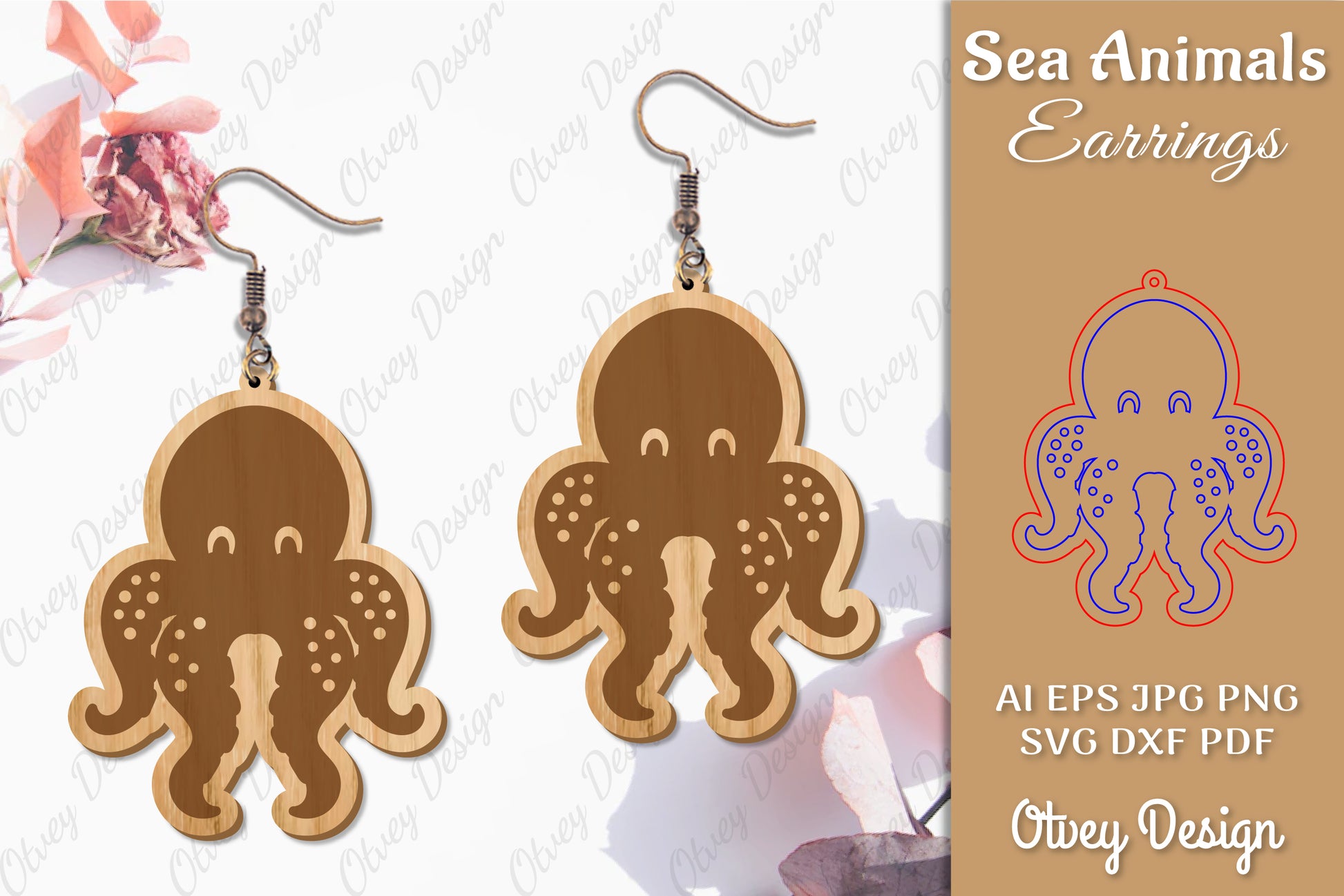 Sea Animals Earrings Laser Cut SVG Bundle 9 - CraftNest - Digital Crafting and Art
