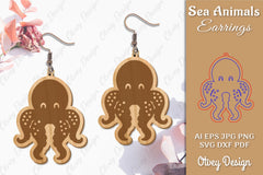 Sea Animals Earrings Laser Cut SVG Bundle 9 - CraftNest - Digital Crafting and Art
