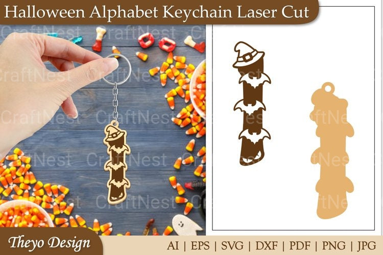 Halloween Keychain Alphabet SVG