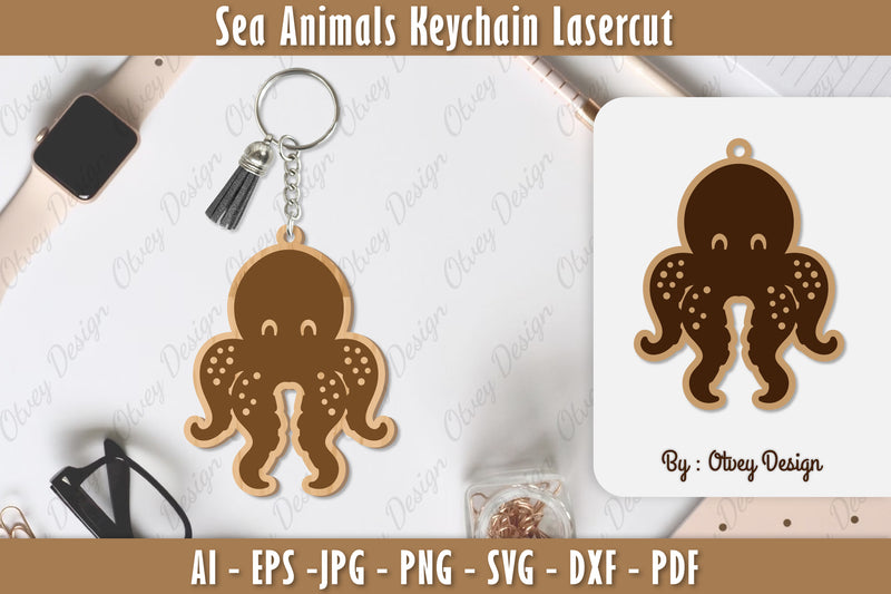 Keychain Sea Animals Laser Cut SVG Bundle 12 - CraftNest - Digital Crafting and Art