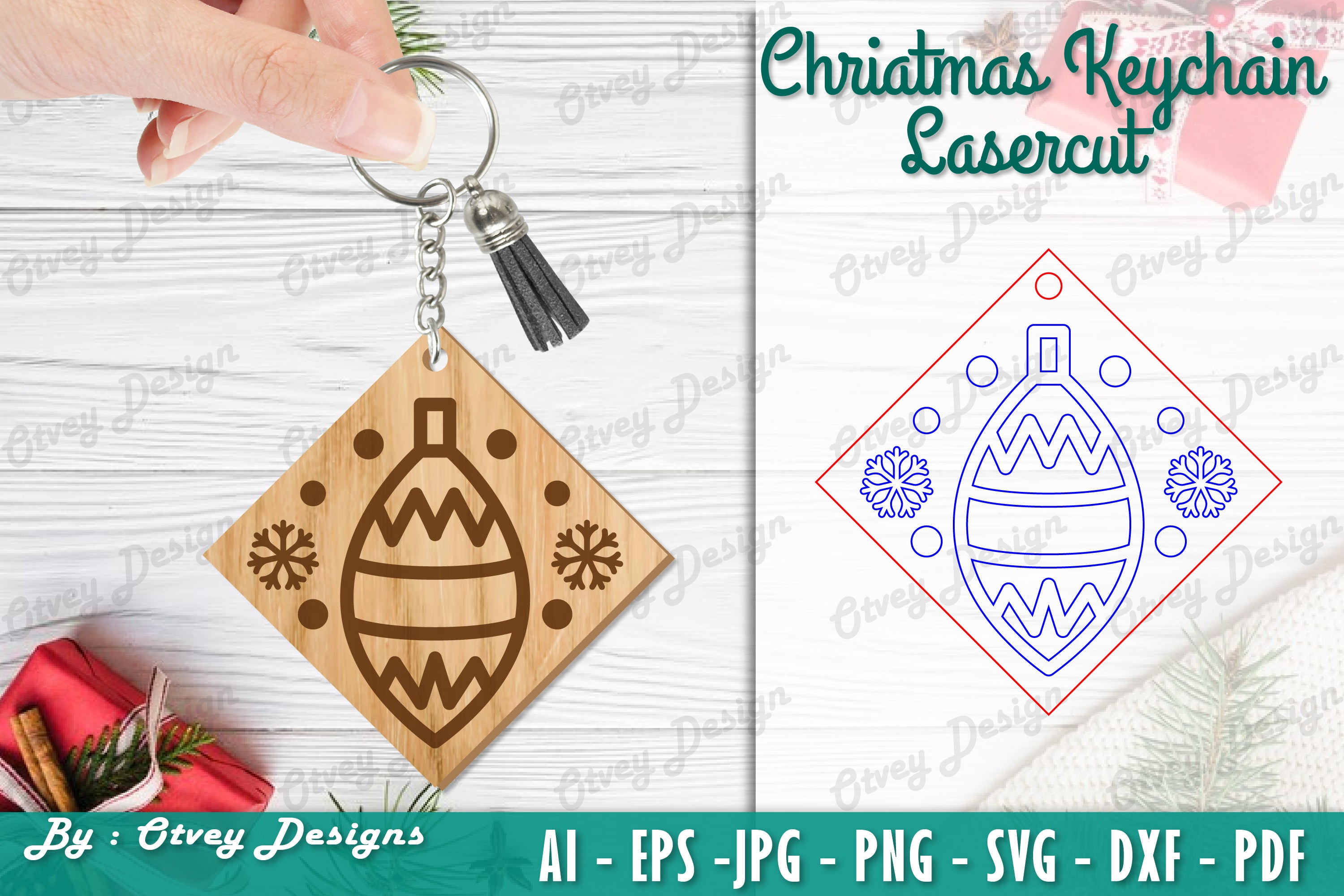 Christmas Keychain Lasercut SVG Bundle 20 - CraftNest - Digital Crafting and Art