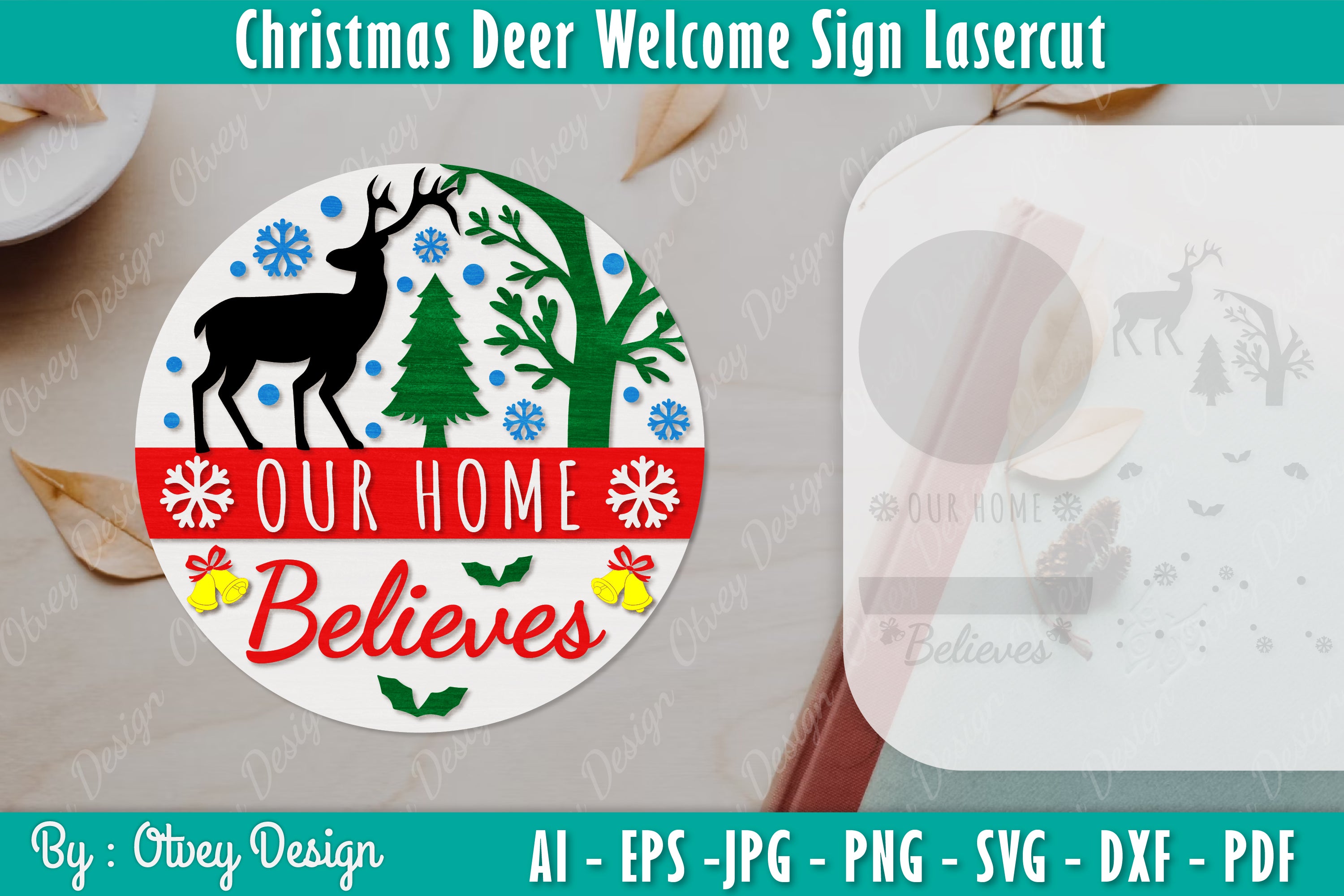 Christmas Deer Welcome Sign SVG Bundle