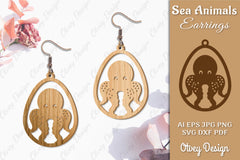 Sea Animals Earrings Laser Cut SVG Bundle 53 - CraftNest - Digital Crafting and Art