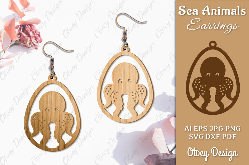 Sea Animals Earrings Laser Cut SVG Bundle 53 - CraftNest - Digital Crafting and Art