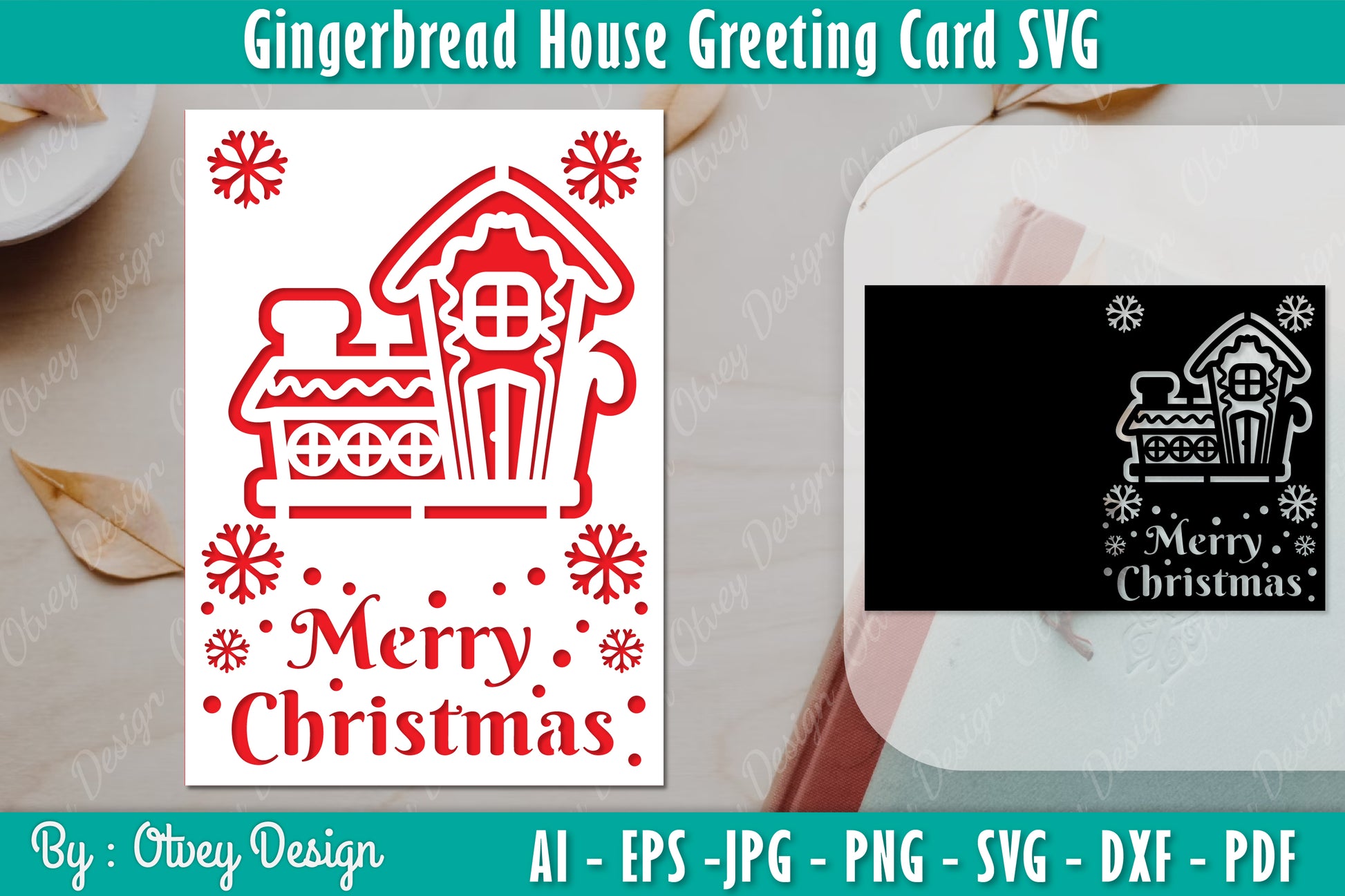 Gingerbread House Greeting Card SVG Bundle 12 - CraftNest - Digital Crafting and Art