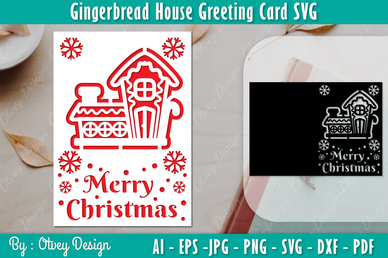 Gingerbread House Greeting Card SVG Bundle 12 - CraftNest - Digital Crafting and Art