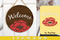 Poppy Flower Welcome Sign SVG Bundle 3 - CraftNest - Digital Crafting and Art