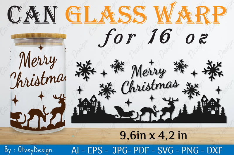 Christmas Santa Sleigh Can Glass 16 OZ SVG Bundle 3 - CraftNest - Digital Crafting and Art