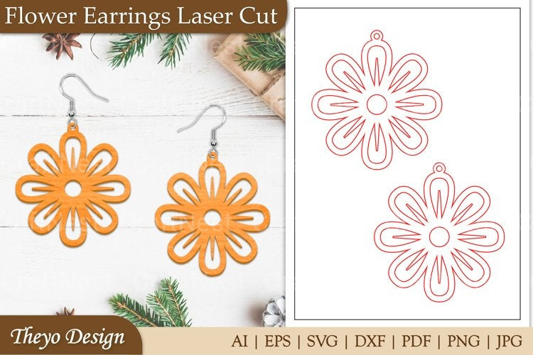 Earrings Lasercut Flower SVG Bundle