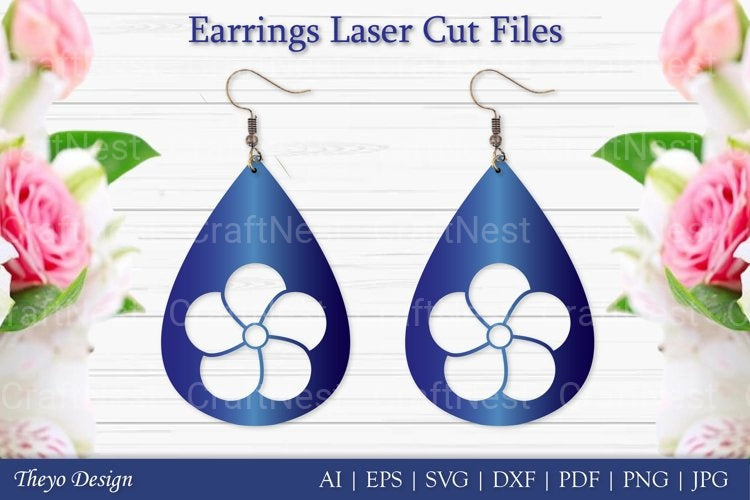 Laser Cut Flower Earrings SVG Bundle