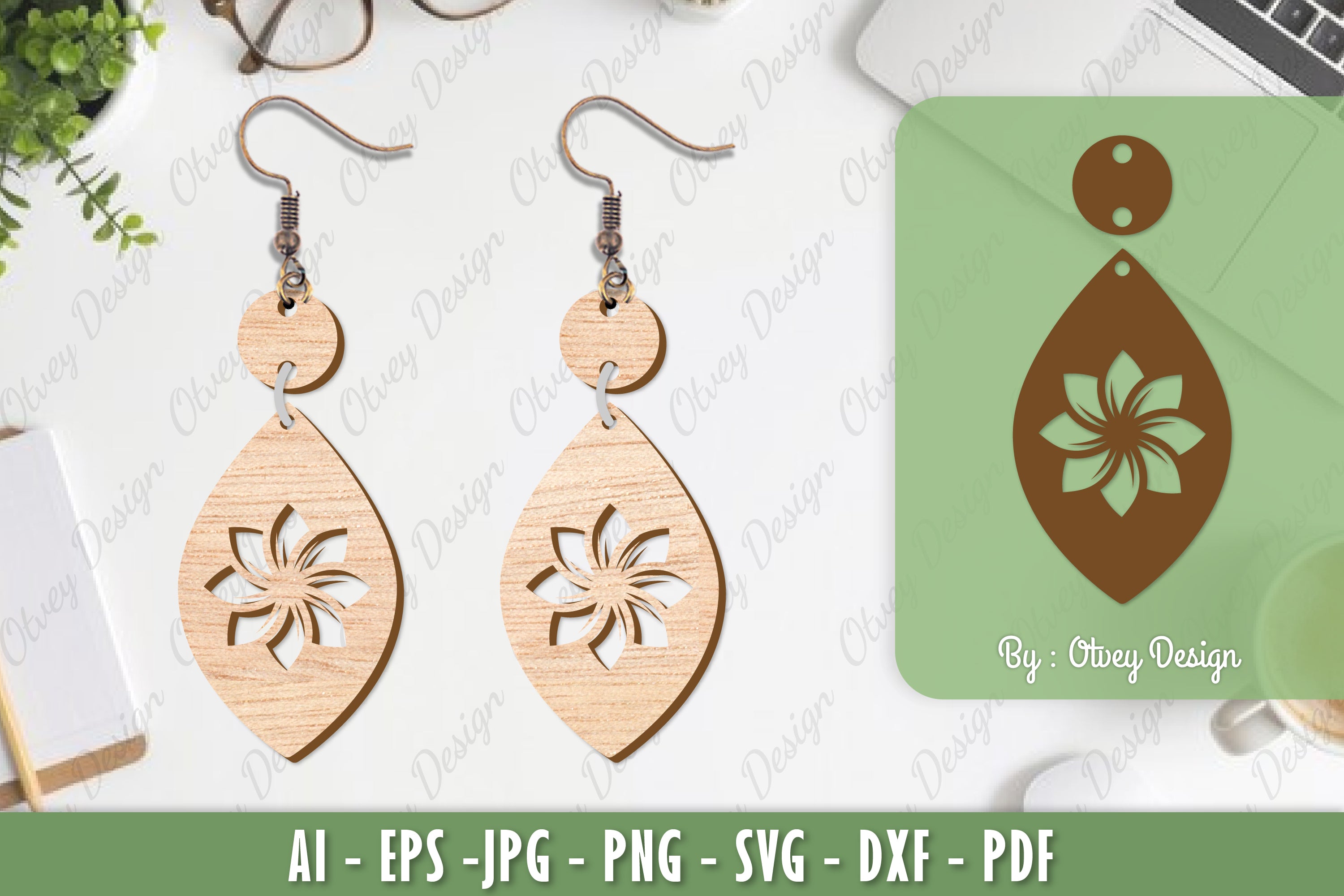 Flower Earrings Laser Cut SVG Bundle 90 - CraftNest - Digital Crafting and Art