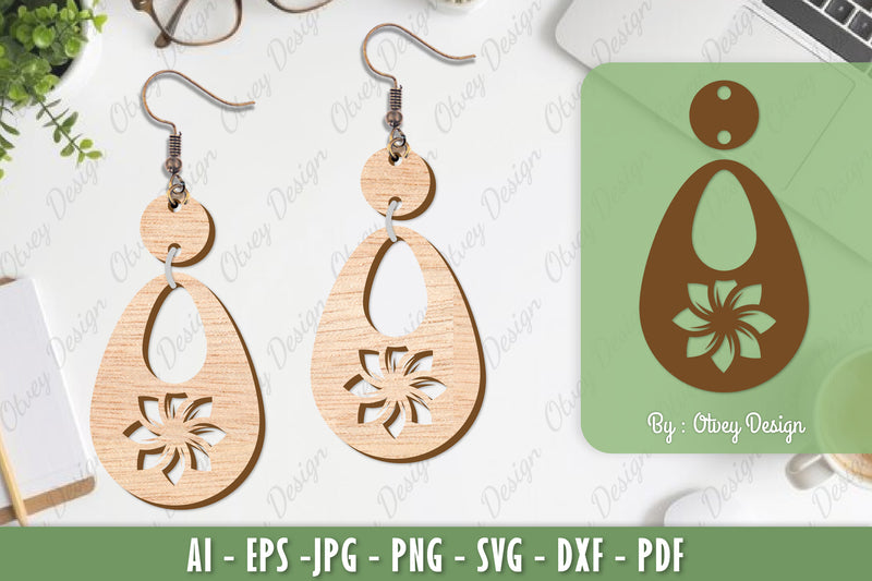 Flower Earrings Laser Cut SVG Bundle 50 - CraftNest - Digital Crafting and Art