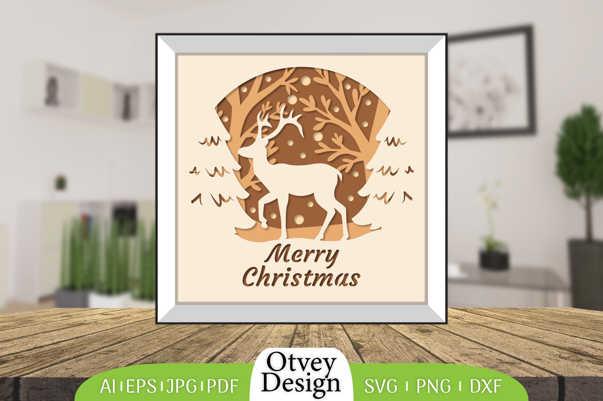 Merry Christmas Deer 3D Shadow Box Papercut SVG Bundle 12 - CraftNest - Digital Crafting and Art