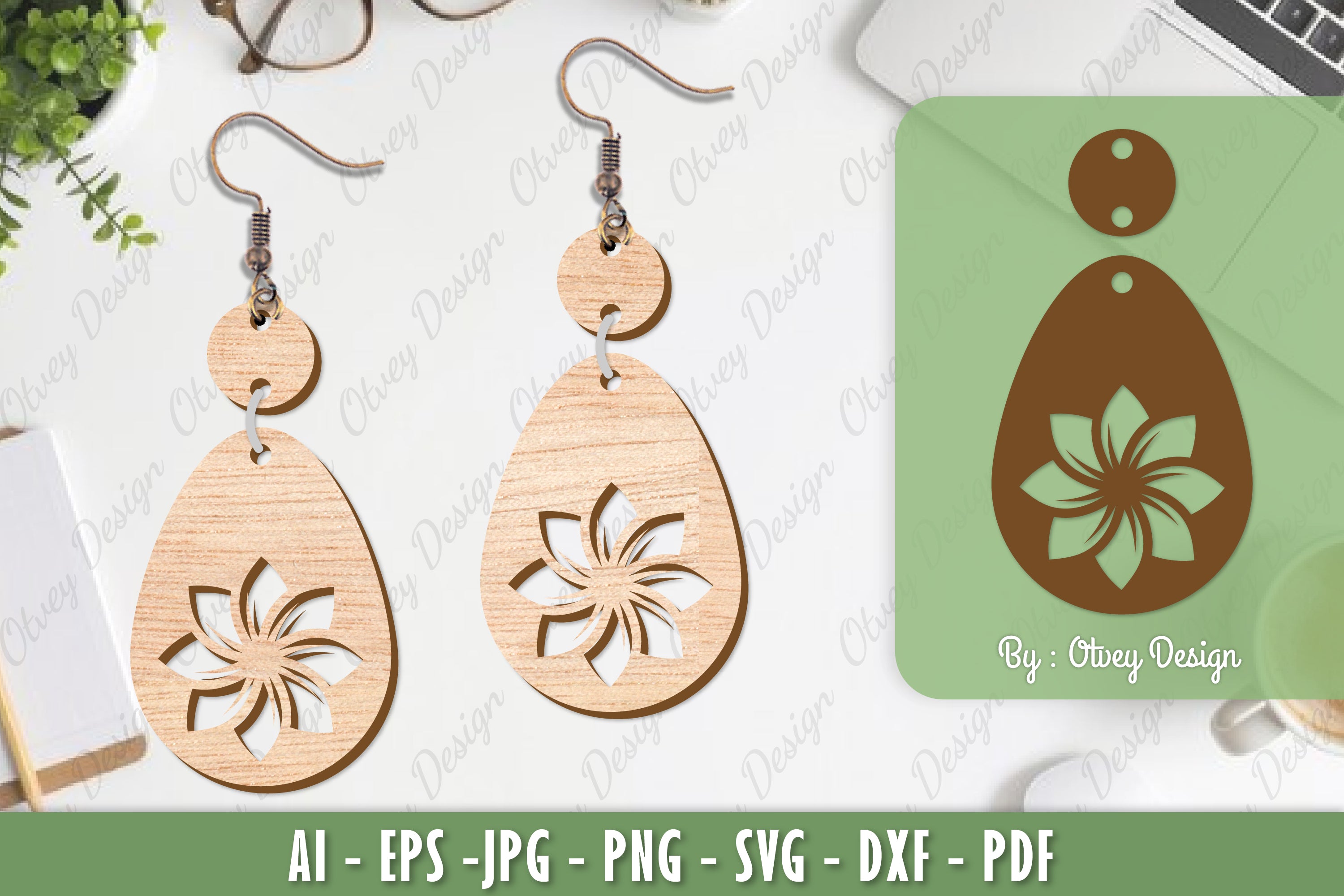 Flower Earrings Laser Cut SVG Bundle 30 - CraftNest - Digital Crafting and Art