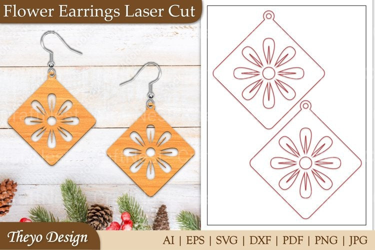 Lasercut Flower Earrings SVG Bundle