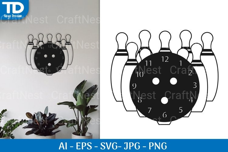 Pin Bowling Clock SVG Bundle