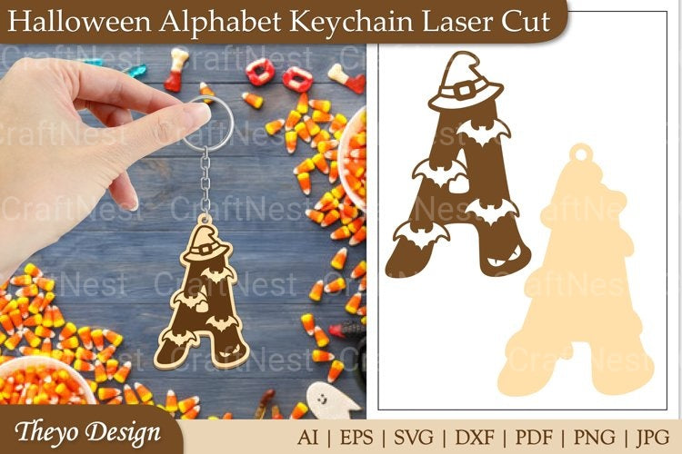 Halloween Keychain Alphabet SVG