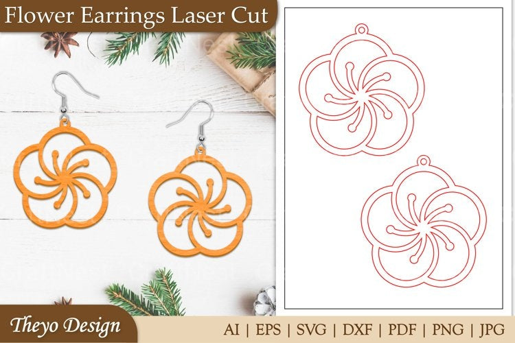 Lasercut Flower Earrings SVG Bundle