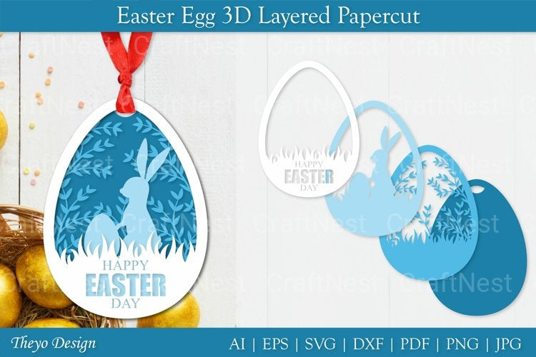 Easter Egg Layered Papercut SVG Bundle
