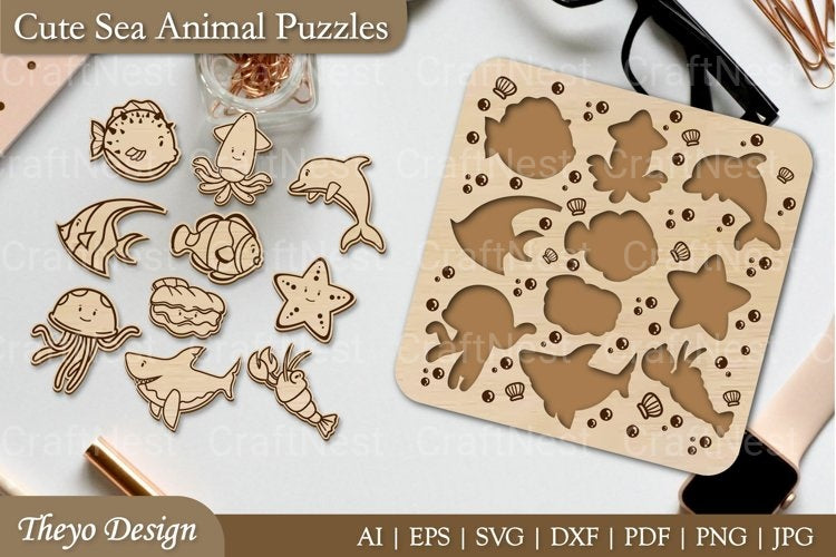 Cut Sea Animal Puzzle SVG