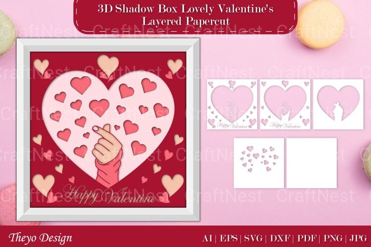 Shadow Box Happy Valentine Layered Papercut SVG