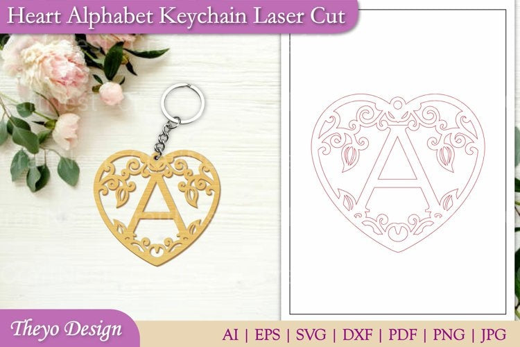 Alphabet Keychain from Heart Alphabet Keychain SVG