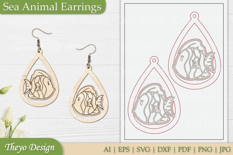 Sea Animal Earrings SVG Bundle