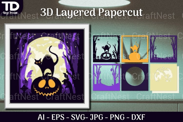 Shadow Helloween Layered Papercut SVG