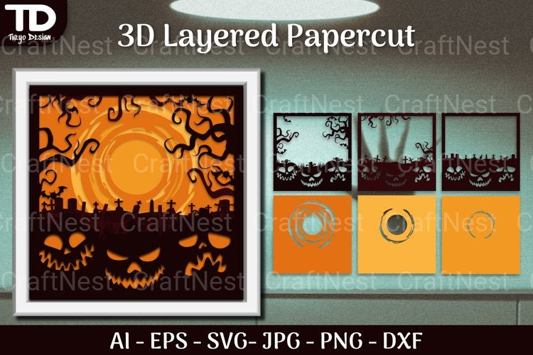Shadow Helloween Layered Papercut SVG