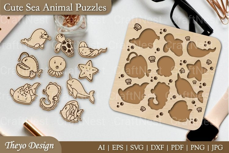 Cut Sea Animal Puzzle SVG